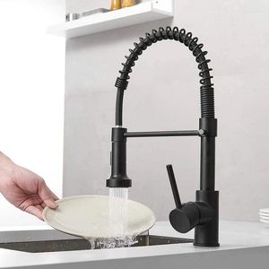 Bathroom Sink Faucets Matte Black Kitchen Faucet Deck Mounted Mixer Tap 360 Degree Rotation Shower Room Cold Water