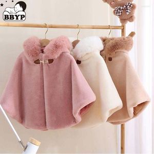 Zestawy odzieżowe Baby Girl Cloak Faux Fur Winter Enddler Child Princess z kapturem kołnierz na pelerynę na top ciepłe ubrania 1-8y