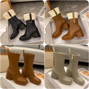 Betty-PVC-Stiefel für Damen, Betty-Gummi-Regenstiefel, dicker Boden, rutschfeste Stiefeletten, hohe, kniehohe Plateaustiefel aus PVC-Gummi, schwarz, wasserdichte Gummistiefel