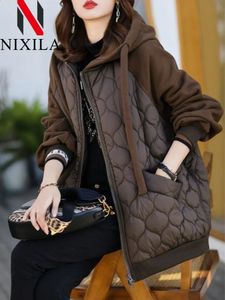 Women's Down Parkas Winter Jacket Löst huva överdimensionerade jackor för kvinnor Elegant Fashion Quilted Ladies Coat Korean 231116