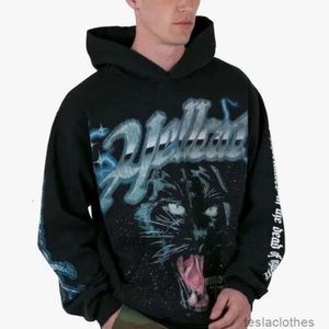 Designer hoodie herrar tröjor mode streetwear en nisch trendig produkt ins super het vind hög gata svart natt snö leopard lös casual hooded hoodie