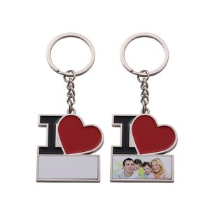 Fashion Sublimation Blank Accessory DIY Designer Keychain Jewelry I LOVE Heart Keychains Wallet Handbag Lovers Car Key Ring Jewelry for Woman Man Friend Family Gift