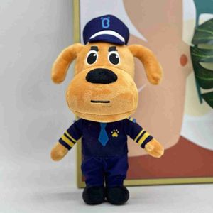دمى Plush Sheriff Labrador Plush Toys Cartoon Cartoon Dog Dolls لطيف ناعم محشوة للأطفال عيد ميلاد هدية 231117