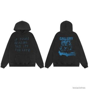 Tasarımcı Hoodie Erkek Sweatshirts Moda Sokak Giysesi Galerileri Bölümler Deptsvintage Gradyan Metin Baskılı Sonbahar Kış Gevşek Takım Kapşonlu Sweatshirt Erkekler Wome