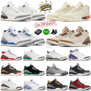 Jumpman 3 Scarpe da basket Uomo Donna Scarpe da ginnastica 3s Bianco Cemento Fuoco Rosso Pino Verde Cardinale Racer Blu Scuro Iris Mussola UNC laser Arancione Scarpe da ginnastica