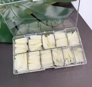 Falska naglar 500 datorer/boxförlängningssystem fullt omslag Högkvalitativ skulpterad Clear White Long Coffin Nail Tips