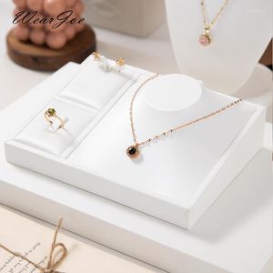 Jewelry Pouches White Leather Ring Pendant Display Holder Showcase Tray Stand Shop Earrings Necklace Storage Organizer Combination Rack