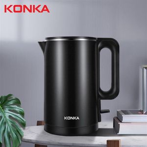 Ue instock konka chaleira elétrica de aço inoxidável chaleira de água aquecimento bule aquecimento rápido 1500w 1 8l capacidade preto e whi2723