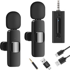Latest 3.5mm Portable Wireless Lavlier Audio Video Recording Mini Mic Microphone for Camera Computer Laptop MacBook Phone Live Broadcast tiktok youtube