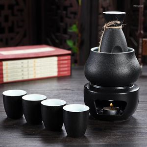 Kalça Şişeler Japon tarzı şişe seti klasik seramik retro ev sake cups yaratıcı yuvarlak flasque alcool masa malzemeleri