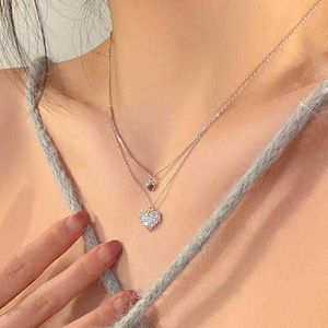 Pendant Necklaces Double Heart Pendant Necklace For Women Layered Chain Necklace Bohemian Fashion Necklace Accessories Romatic Jewelry Z0417