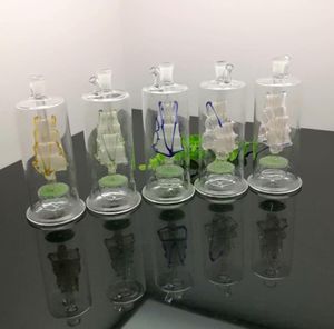 Rökning rör mini vattenpipa glas bongs färgglad metallform färgad segelbåt sand kärna glas vattenpipa