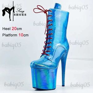 Boots Platform Shoes Womne Mixed Zip Strappy Color Pole Dance Performance Boots Thin High Heels Python Mönster Model Show Ankel Boots T231117