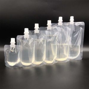Disposable Plastic Claer Liquid Drinking Beverage Bags 30ml 50ml 100ml 150ml 200ml 250ml 350ml 500ml Stand Up Nozzle Pouch For Soya Milk Tea Coffee Cool Juice Package