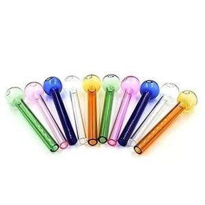 Tubo queimador de óleo de vidro pirex acessórios para fumar colorido cor clara 4,4 polegadas tubo grande transparente pontas de unhas bong 12 LL