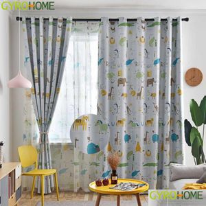 Curtain Gyc2417 Cartoon Zebra Animal Printed Blackout Children Room Cortina Sheer Curtain For Kids 210712 Drop Delivery Home Garden Ho Dhbrw