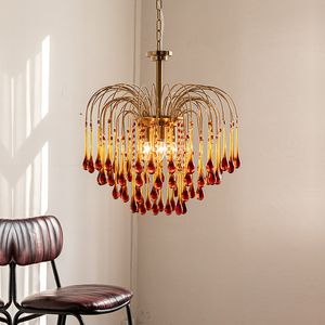 Italienischer E14 Glastropfen-Kronleuchter, amerikanischer Vintage-Eingangshalle-Lampe, Schlafzimmer-LED-Lampe, französischer Wohnzimmer-Kristall-Kronleuchter
