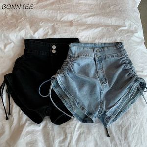 Women s Short Retro Streetwear Trendy Femme Ulzzang Shirring Comfortable Leisure All match ly High Waist Design Chic 230417