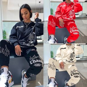 2023 Kvinnors outfit Letter Print Loose 2 Two Piece Set Streetwear Tracksuit Women's Sweater Set New Letter Printing Hoodie