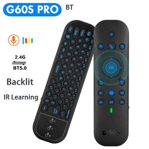 Nuovo G60S Pro BT 5.0 2.4G Wireless Giroscopio Air Mouse Mouse Control Remoto Mini Tastiera russo/inglese per Android Smart TV Box PC