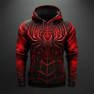 Moletons masculinos Moletons Outono Spider Web Print 3D Hoodie Animal Hoodied Hip Hop Retro Moletom Moda Tendência Casual Manga Longa Pulôver Com Bolso T231117