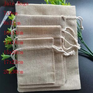 Jewelry Boxes 20Pcs Lot Jute Drawstring Bags Packaging Cotton Linen Gift Pouch Christmas Wedding Party Candy Storage Bag Diy 231117