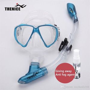 THENICE Nova Máscara de Mergulho Seco Snorkel Óculos Tubo de Respiração Com Estado Sólido Agente Anti-embaciamento Silicone Natação Equipment2755