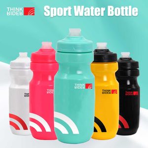 Vattenflaska ThinkRider Cycling Water Bottle 610/710 ml Läcksäker pressbar smakfri BPA-fri sportcykelkoktle Plastcamping P230324