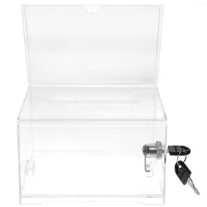 Gift Wrap Box Clear Donation Storage Jar Suggestion Trading Lock Ballot Raffle Acrylic Money Ticket Container Tip Fundraising Collection