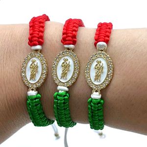 Bracciale 12 pezzi Serie messicana San Giuda Bracciale intrecciato rosso bianco e verde Bracciale regolabile da donna Religioso Disponibile 231116