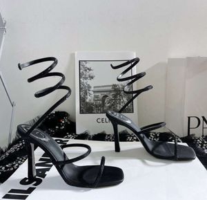 Rene Caovilla Cleo Rhinestones-Stace Snake Strass Stiletto Obcowanie Sandały Evening Buty Kobiety luksusowe projektanci na wysokim obcasie Luksusowe projektanci kostki