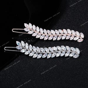 Fashion Barrette Cubic Zirconia Leaf Hair Clips for Women Accessories Bridal Wedding Hair Jewelry Party Bride Headpiece Fashion Jewelhair Jewelry