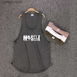 Herren Tank Tops Muscleguys Marke Bodybuilding Ärmelloses Shirt Herren Gyms Tank Top Low Cut Weste Sexy Muscle Fitness Stringer Sportwear Unterhemd T230417