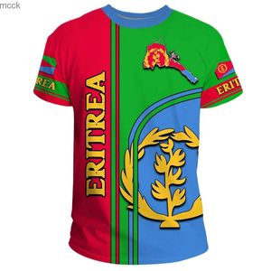 Camisetas masculinas 2023 Tessffel Africa Country Erythreia leão colorido retrô 3dprint verão casual engraçado camisetas de manga curta de manga curta