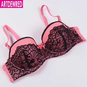 Bras ARTDEWRED Floral Lace Bras For Women Pink Bow Brassiere Plus Size Bralette 30 32 34 36 38 40 B C Cup Sexy Lingerie P230417