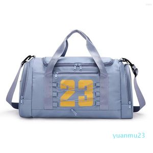Outdoor Bags Waterproof Nylon Sport Gym Men Women Training Fitness Travel Handbag Yoga Mat Bag 22 Shoes Compartment
