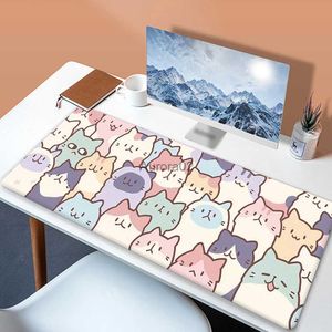 Mouse Pads Bilek Rests Pink Kawaii Mouse Pad Büyük HD Baskı Fare Mat Bilgisayar Fare Pad Masası Mat Sevimli Kedi Pençe XXL Masa Mat 900x400mm Kauçuk Mousepads YQ231117