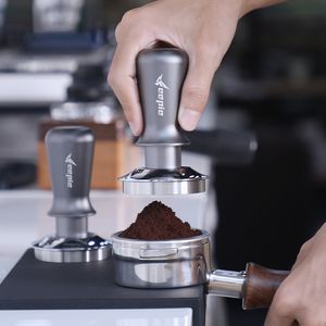 Tampers 304 Stainless Steel Coffee Tamper Constant Force Powder Press Thread Powder Hammer Coffee Appliance Suitable for 51mm53mm58mm 230417