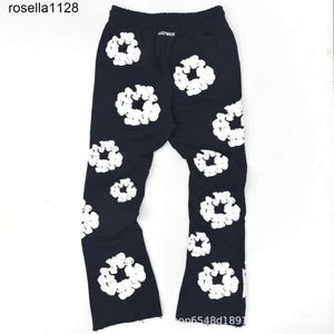 Men's Autumn Winter Pants Readymade Foam Flower fashion brand Denim Tears Women Puff Printed Distressed Pullover Embroidery White Kapok mens womens pants