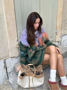 Kadın Sweaters Panelli Kadın Kazak 2023 Sonbahar Uzun Kollu Tek Göğüslü Sokak Dişi Örme HARDIGAN KÜRESEL Sıcak Lady Gevşek Ceket 231116