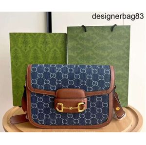 Top Quality Leather Bags Blue color saddle bag Women shoulder Classic designer messenger handbag Letter pattern purse Cross body
