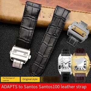 Suitable Genuine Leather Watch with Santos 100 Accessories for Male and Female Couples