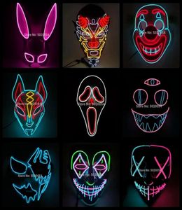 designer Glowing face mask Halloween Decorations Glow cosplay coser masks PVC material LED Lightning Women Men costumes1936624