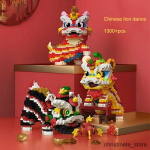 Blocchi Serie creative in stile cinese Ornamenti di danza leone giocattoli Building Assemblato Creativo per piccole particelle Assemblato giocattoli assemblati