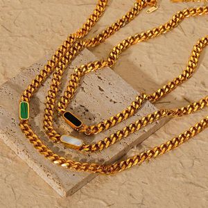 Chains CANNER 316L Stainless Steel Acrylic Shell Malachite Necklace Bracelet Wedding Jewelry For Bride Lover Bijoux Femme Tendance 2023