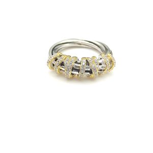 DY Twisted Vintage band designer Rings with Diamonds 925 Sterling Silver Sunflower fashion 14k Gold Plating Engagement Wedding gemstone Ring jewelry gift