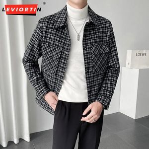 Misto lana da uomo trench monopetto giacca scozzese retrò autunno e inverno giacca da uomo corta slim fit in lana giacca da ragazzo s-3XL 231117