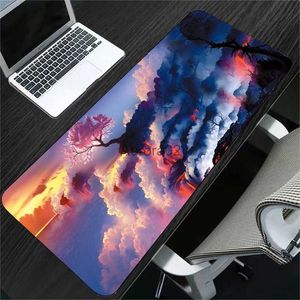 Mouse Pads Wrist Rests 80x30cm Large Gaming Mousepad Locking Edge Japan Landscape Anime Computer Rubber Mouse Pad Desktop Mat for Laptops for PC YQ231117