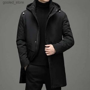 Men's Trench Coats New Winter Parka Men Thick Warm Jacket Fashion Hooded Long Windbreaker Coat Mens Solid Color Hooded Parka Brand Clothing 2022 Q231118