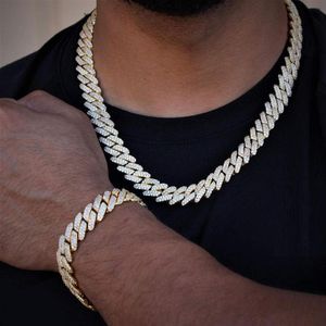 12mm 15mm 19mm Iced Out Bling Cuban Chain Halsband 5A Cubic Zirconia CZ Hip Hop Jewelry for Men Boy 0927231T